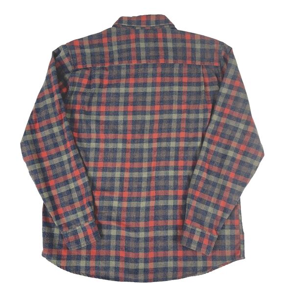 Plaid Button down Flannel Shirt Mens SZ XL muted Red Gray Med weight - Picture 4 of 14